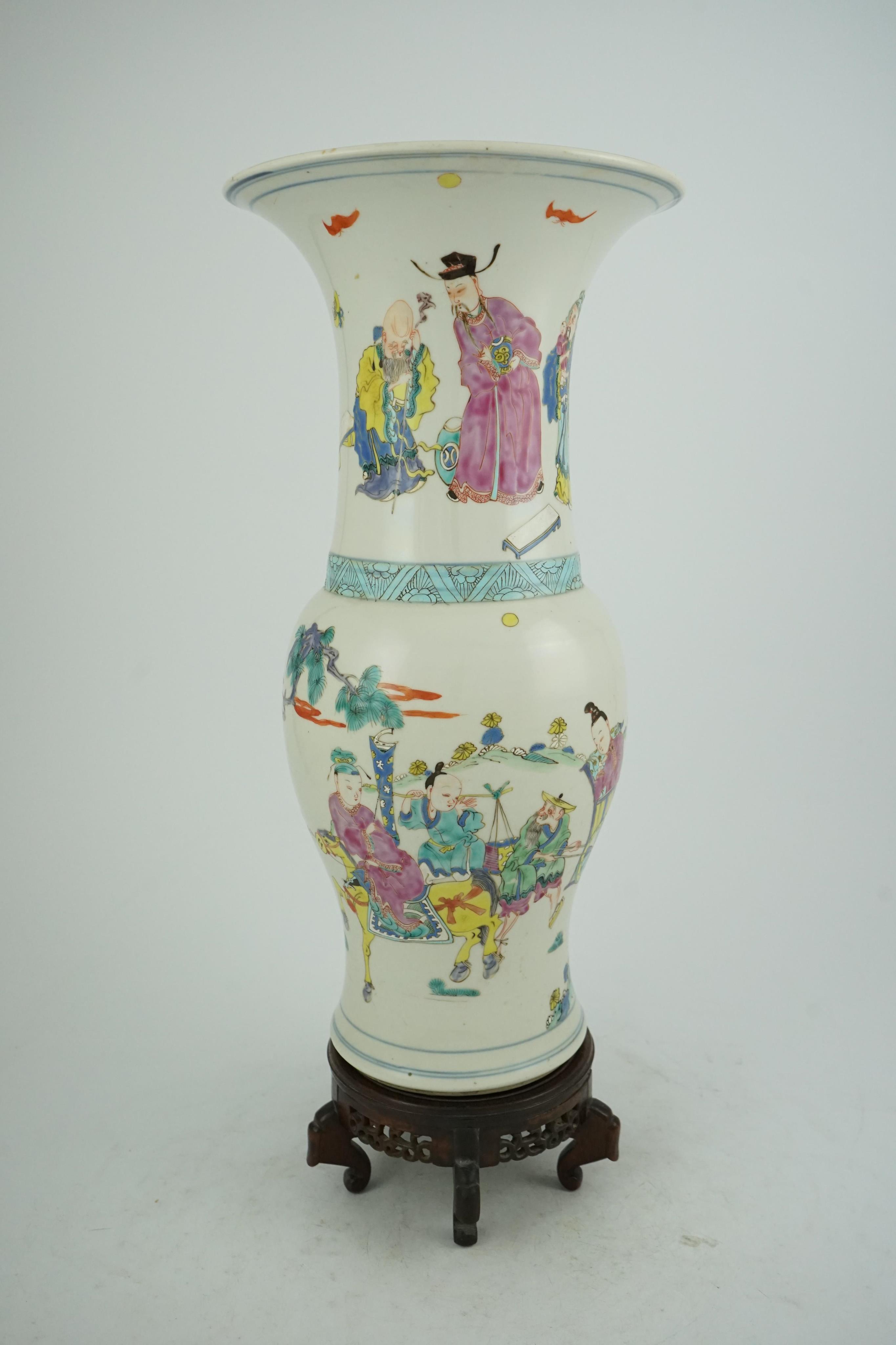 A rare Chinese famille rose ‘Sanxing’ yen-yen vase, Yongzheng period (1723-1735)